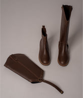 Bota convertible Vera café | Botas caña larga mujer en cuero