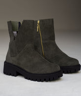 Botín de cuero Cyra verde – Estilo natural y confort artesanal