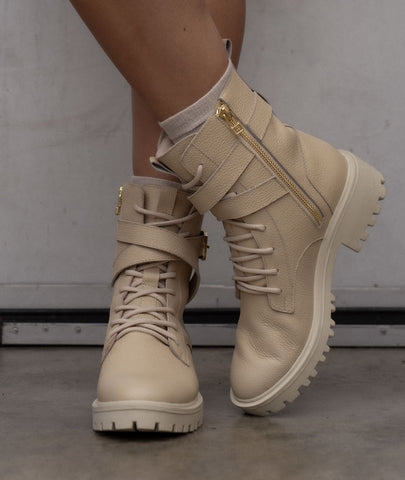 Botas de cuero Sienna beige – Sofisticación natural y hecha a mano