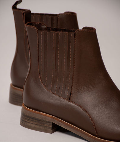 Bota convertible Vera café | Botas caña larga mujer en cuero