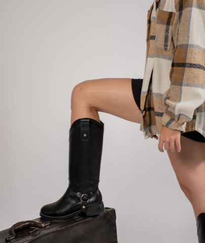 Bota Convertible Vera Negro | Botas caña larga de cuero