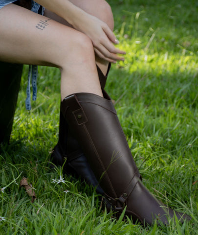 Bota convertible Vera café | Botas caña larga mujer en cuero