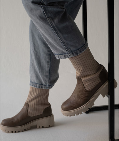 Botín Roma mocca – Sock boot en cuero genuino