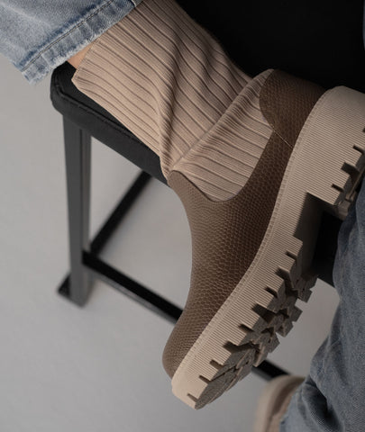 Botín Roma mocca – Sock boot en cuero genuino