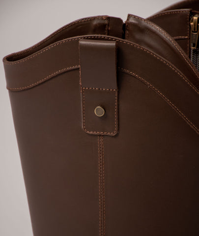 Bota convertible Vera café | Botas caña larga mujer en cuero