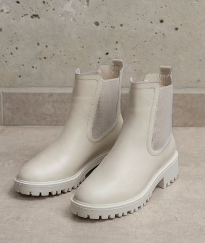 Botín Nova Marfil (Blanco Hueso) con Estilo Chelsea