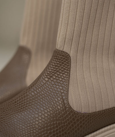 Botín Roma mocca – Sock boot en cuero genuino