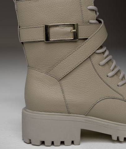 Botas de cuero Sienna beige – Sofisticación natural y hecha a mano