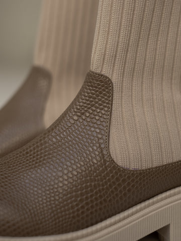 Botín Roma mocca – Sock boot en cuero genuino