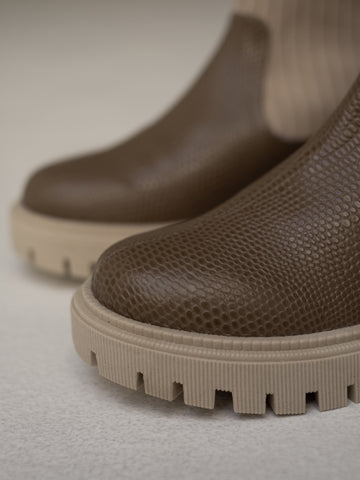 Botín Roma mocca – Sock boot en cuero genuino