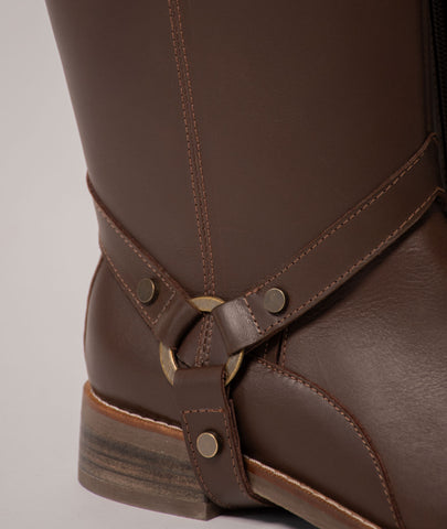 Bota convertible Vera café | Botas caña larga mujer en cuero