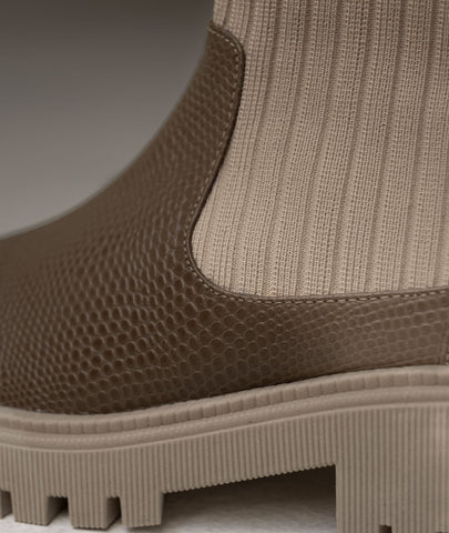 Botín Roma mocca – Sock boot en cuero genuino