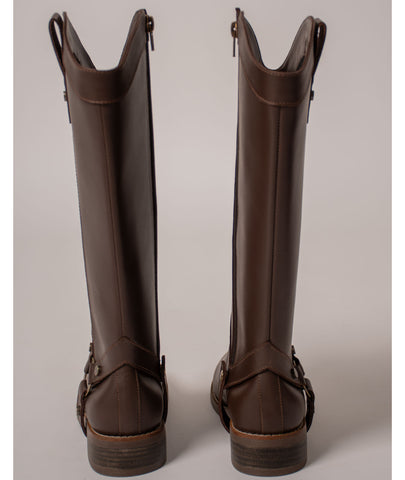 Bota convertible Vera café | Botas caña larga mujer en cuero