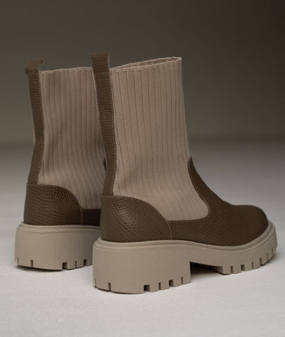 Botín Roma mocca – Sock boot en cuero genuino