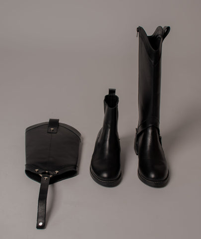 Bota Convertible Vera Negro | Botas caña larga de cuero