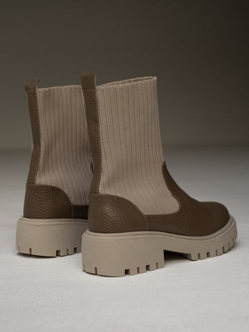 Botín Roma mocca – Sock boot en cuero genuino