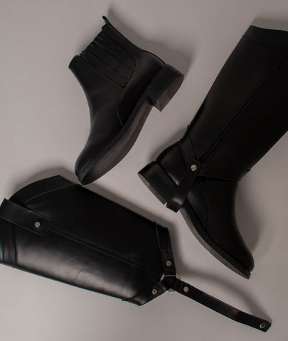 Bota Convertible Vera Negro | Botas caña larga de cuero