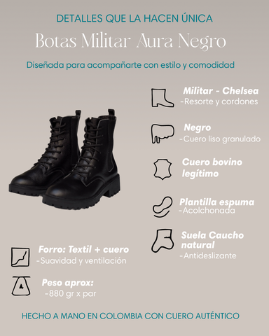 Botas de cuero Aura negro