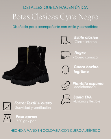 Botín de cuero Cyra negro – Sofisticación atemporal hecha a mano