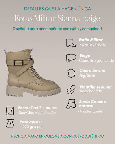 Botas de cuero Sienna beige – Sofisticación natural y hecha a mano